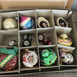 Vintage Shiny Brite Mercury Glass Christmas Ornaments Poland With German Mix